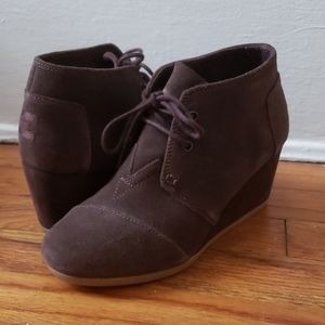 Toms Suede Desert Wedge Booties